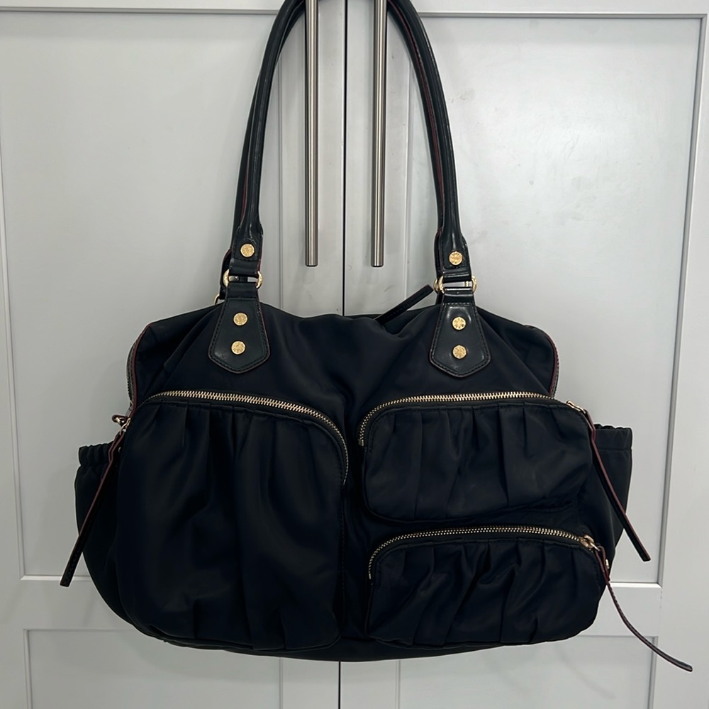 MZ Wallace Large Tote Gym Work Travel Bag Black Hot Pink Purse